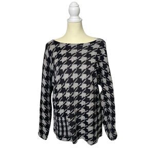 J.Jill 100% Cotton Classic Boat Neck Herringbone Knit Sweater Womens Size Medium